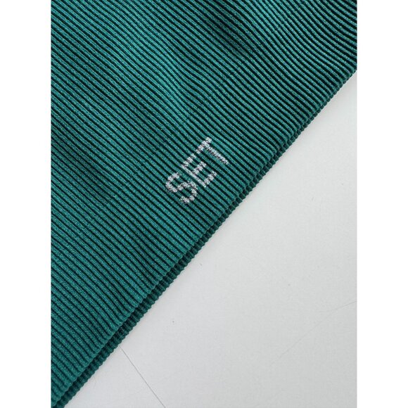 SET ACTIVE Mojito Dark Green Seamless Ribbed One Shoulder Sports Bra Top, Size S - Picture 5 of 10